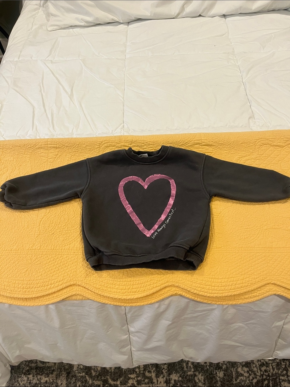 Zara Black Sweatshirt with Pink Heart Graphic